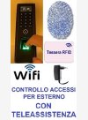 SISTEMA CONTROLLO ACCESSI PER ESTERNO (IP53) MOD. 1951-FINGER/WIFI, CON LETTORE IMPRONTE DIGITALI E TESSERE, SOFTWARE, ALIMENTATORE E E CORSO DI ISTRUZIONE SOFTWARE IN TELEASSISTENZA PER 2 MESI - € 260,00